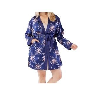 Morgan Lane satin robe Navy floral S/M